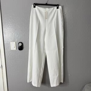 Mango White Wide Leg Trousers, 12
